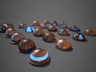 Sci-Fi Dome Collection Low-poly 3D model
