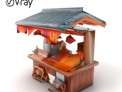 Authentic Korean Street Food Stall model pack Low-poly 3D model