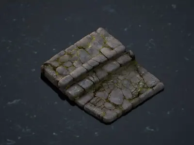 Stone staircase  Low-poly 3D model