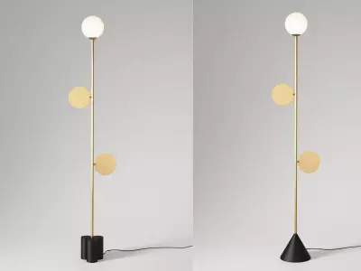 Plates pendant light with two balls hanging from it 3D model
