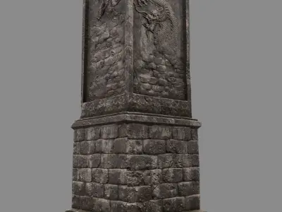 pillar 5 four pillars Low-poly 3D model