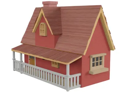 Cartoon House Low-poly 3D model 20