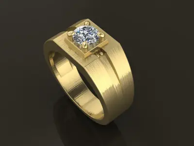 Diamond Signet Ring Band Mix Size STYLE 32  3D print model