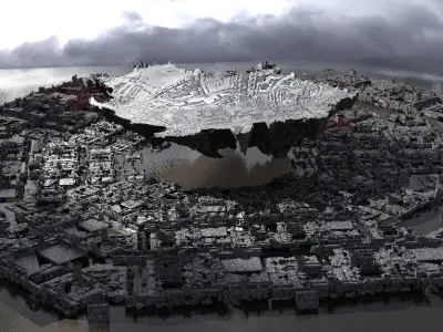 Floating Mountain Sci fi landing pad 3D model