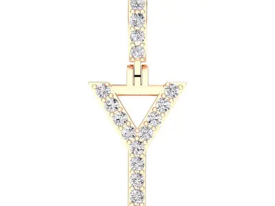 Alphabet Y-letter single row pendant 3D print model
