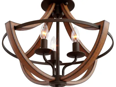 Montana Rustic Semi Flush Ceiling Light 3D model
