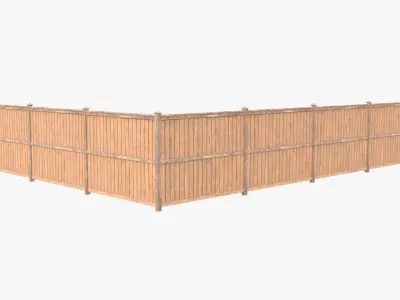 Modular Wooden Fence Low-poly 3D model