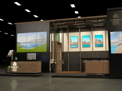 real estate VIP exhibition stand 8x5m 3D model