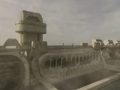 The DAM sci-fi Low-poly 3D model