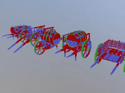 Medieval Cart Pack Low-poly 3D model
