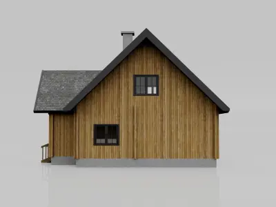 Wooden Cabin Exterior 3D Model Rustic House Chalet Low-poly 3D model