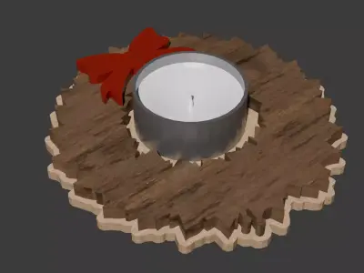 Christmas Wreath Tea Light Candle Holder Free low-poly 3D model