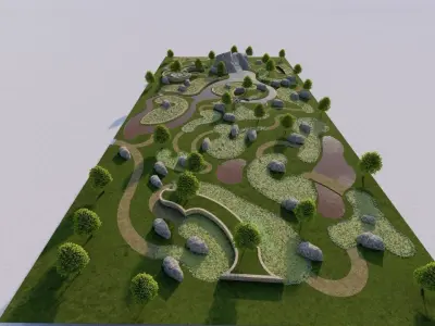 public park-Private Park Landscape 3D model