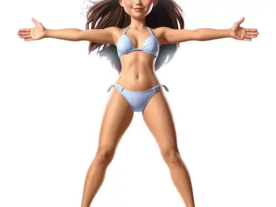 Stylish Swimsuit Character model pack Low-poly 3D model