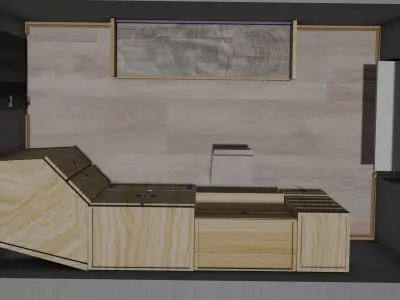 bedroom with desk and cupboards 3D model