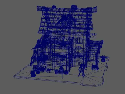 Stylish cottage Low-poly 3D model