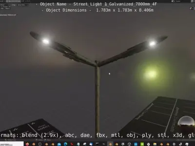 Street Light 1 Galvanized 7000mm 4F Low-poly 3D model