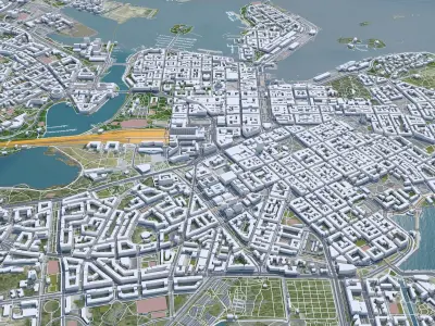 Helsinki Downtown Finland  Low-poly 3D model