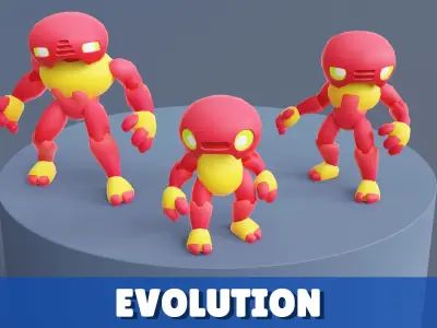 Cartoon Robots Pack 01 Low-poly 3D model