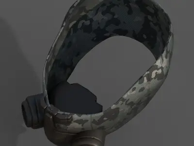 Gas mask helmet 3d model military combat  Low-poly 3D model