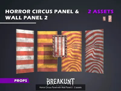 Interior Horror Circus Panels - 19 assets 3D Model Pack