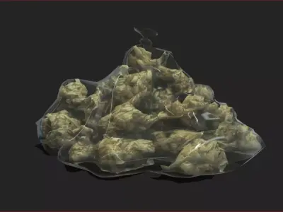 Low Poly Large Weed Pouch Low-poly 3D model