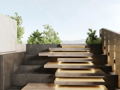 Landscape Furniture - building stairs 03 3D model