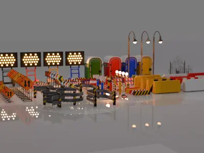 Construction Props - Pack Lowpoly Low-poly 3D model