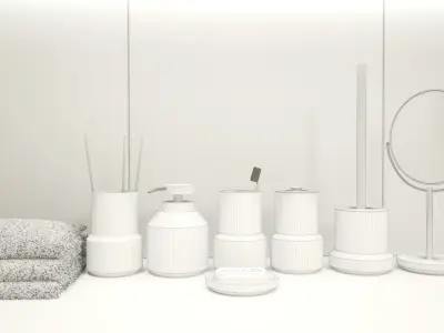 Bathroom Set marble accessories 3D model