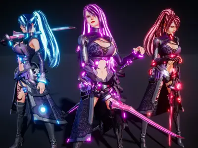 Evelynn V3 - Scifi Cyberpunk Character Low-poly 3D model