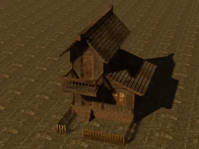 Medieval house nine 17 Low-poly 3D model
