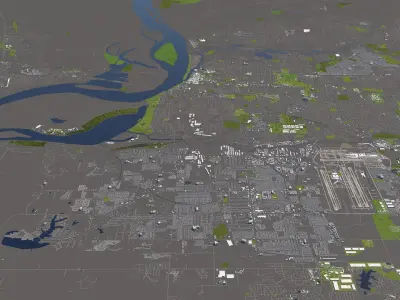 Memphis 50x50km City Map Model 3D model