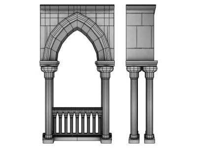 Gothic arcades Low-poly 3D model