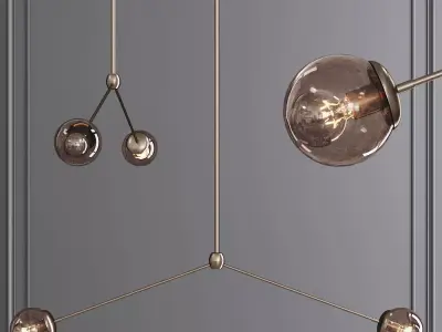 Modo Pendant 2 Globes Bronze and Smoke Glass 3D model