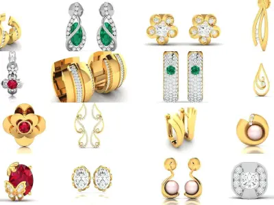 98 LIGHT WT EARRINGS 3D Model Pack