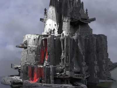 Sci-Fi dark Platforms Decepticon base 3 Kitbash 3D model