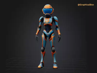 3D Female Astronaut Robot Model  3D model
