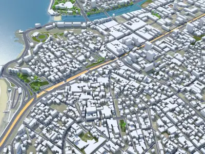 Valparaiso Vina del Mar Chile 30km Low-poly 3D model