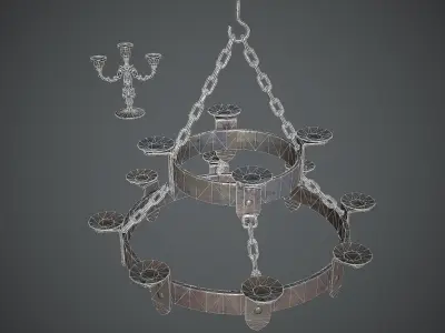 Chandelier Medieval Low-poly 3D model