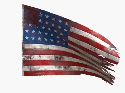 US Flag 34 Stars 1861 Low-poly 3D model