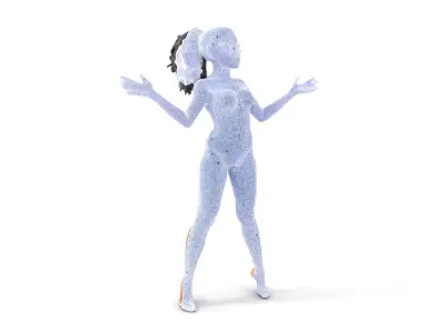 Stylized Female Character Rigged and Animated for Games Low-poly 3D model