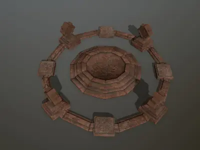 temple 3 circular stone structure Low-poly 3D model