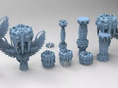 Secret cult scull gravity font sculpture collection 3D model