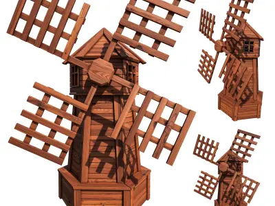 Garden decorative wooden mill 3D model