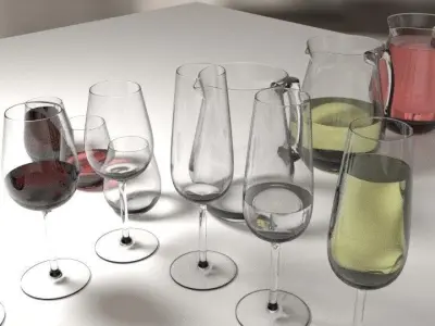 Glassware Set MARIKA Low-poly 3D model