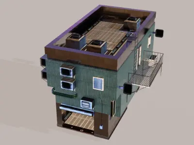 Cyberpunk Garage Building Low-poly 3D model