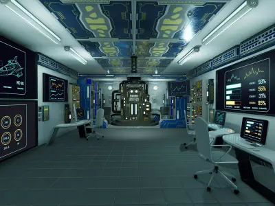 SciFi Control Room 2 Low-poly 3D model