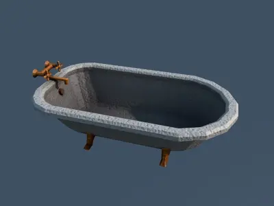 Bath bathroom-interior Low-poly 3D model