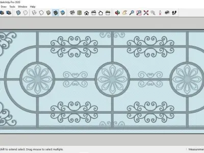 Iron Glass Roof Art Mounted Villa Facade 3D model 3D model