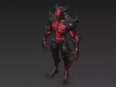 Red Humanoid Monster 3D Model 3D model buy